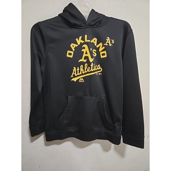 Oakland Athletics Synthetic Pullover Hoodie Majestic Youth Large - Picture 2 of 11